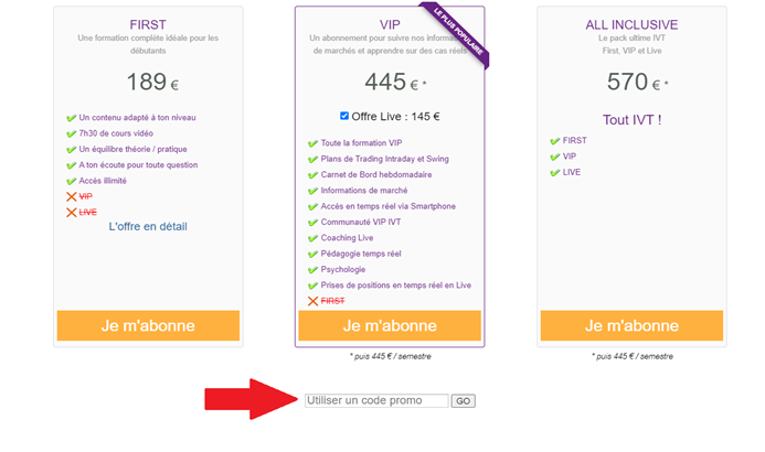 code promo IVT non appliqué